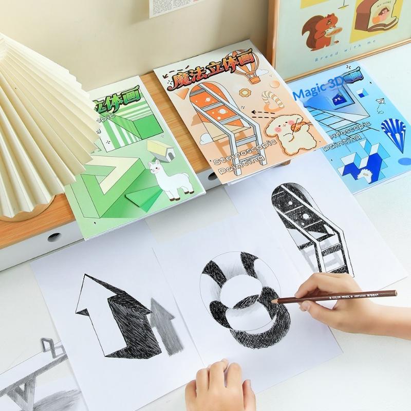 Magic 3D Stereo Art Sketch Pad 1/3Pcs Fun Educational Doodle Sketchbook for Kids Interactive Parent-Child Art Activity Time