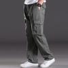 Men's Lightweight Cargo Pants with Multi-Pockets, Relaxed Fit, Elastic Waist, Breathable Fabric, Black