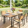 Garden Dining Table for 6, Composite Wood, Metal Frame, 127 x 70 cm, Brown