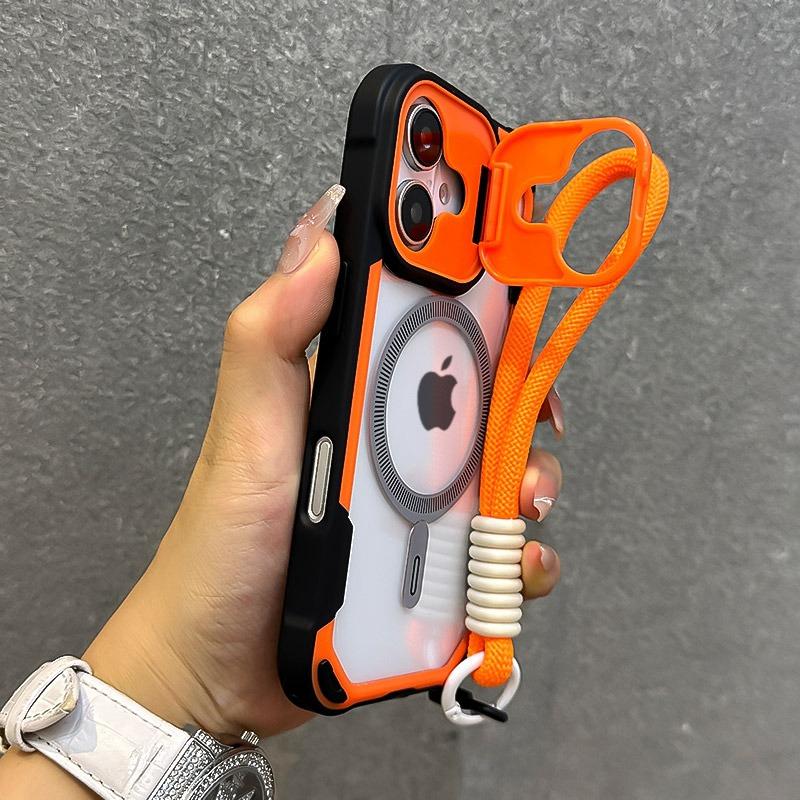 Luxury Magsafe Transparent With Lanyard Phone Case For 11 12 13 14 15 16 Pro Max Plus Magnetic Bumper Back Cover