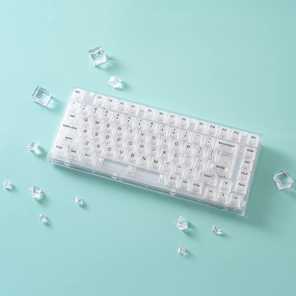 YUNZII X75 Hot-Swap Mechanical Keyboard with Clear Keycaps, Gasketed 75 Keys, RGB Backlit, WindowsMac Compatible (Crystal White Switches, White Wired)