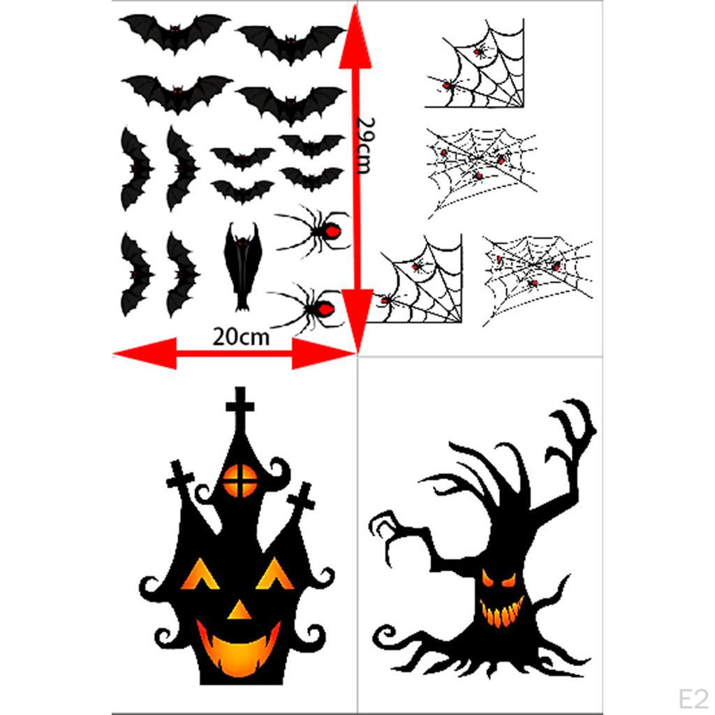 Halloween Window Clings Wall Decorations Bats Spider Castle Withered Tree Stickers for