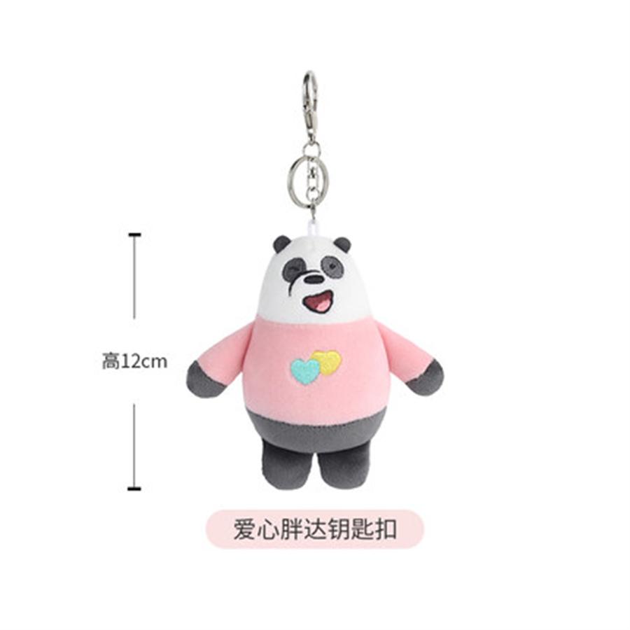 12cm We Bare Bears Anime Pluche Sleutelhanger Speelgoed Hanger Grizzly Panda IJsbeer Sleutelring Gevulde Poppen Pluche Speelgoed Cadeaus white