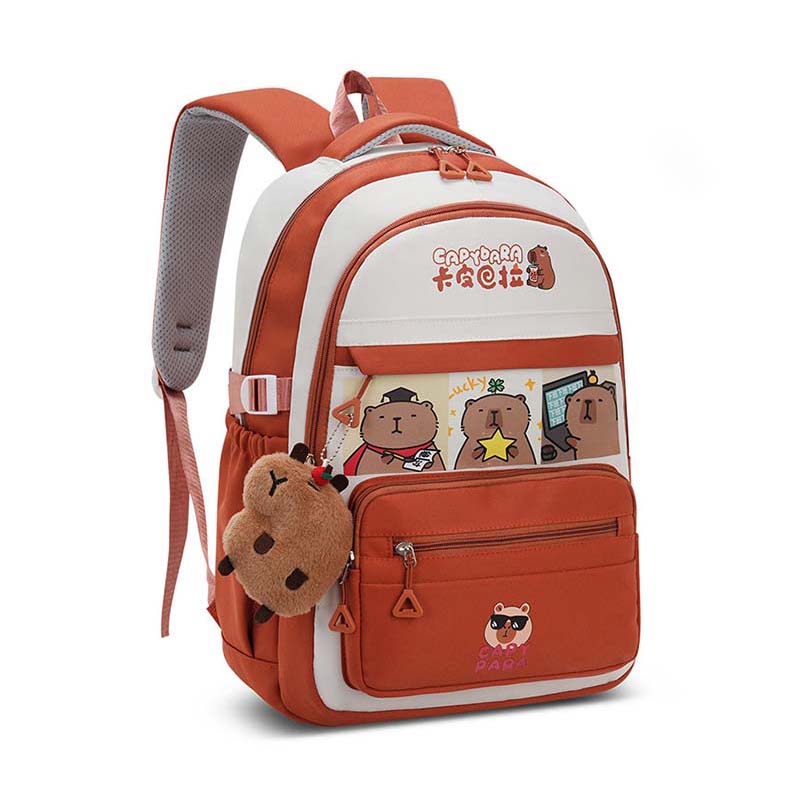 New Capybara Lightweight Burden-reducing Backpack Large Capacity Spine-Protective Wear-Resistant Waterproof Schoolbag for Primary School Students