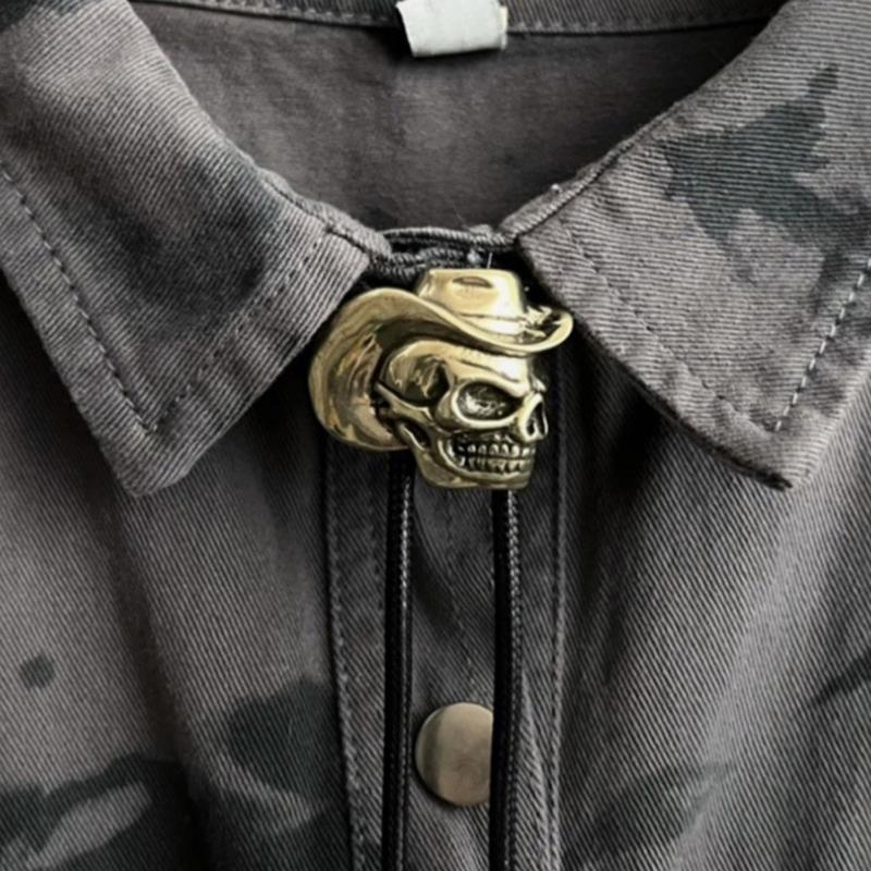 Bolo Tie for Male Skull Bolo Tie Necktie Collar Pendant Western Necklace for Teens Cowboy Rodeos Neckwear
