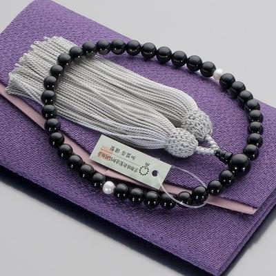 Buddhist Altar Shop Takita Shoten Prayer Beads for Black 2 Heavenly Freshwater 7mm Pure Silk Head Bead Bag Can Be Used by All Kyoto Prayer Certificate