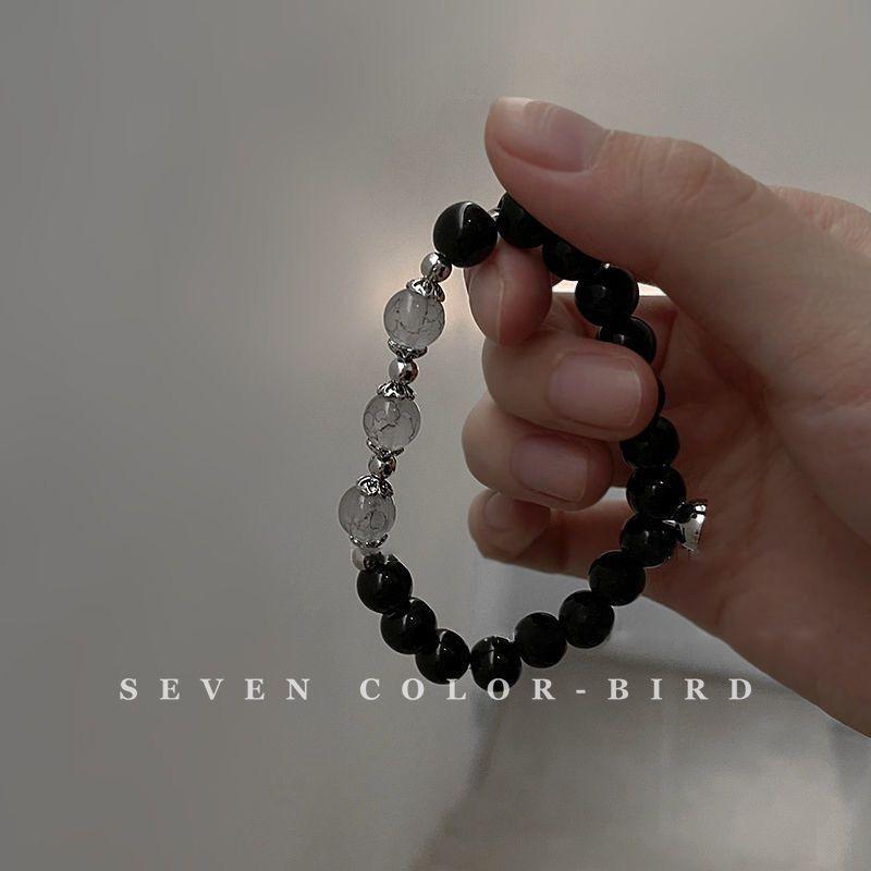 Chinese Valentine's Day Couple Bracelet Retro Style Bead Bracelet Ins Niche Design Simple Best Friend Jewelry Matching