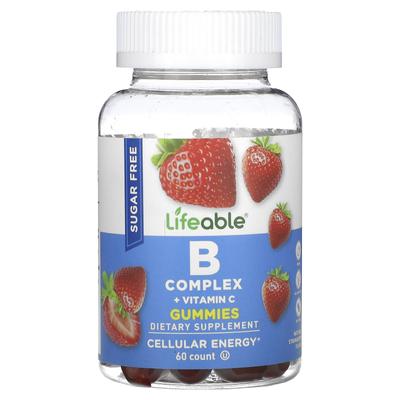 B Complex + Vitamin C Gummies, Sugar Free, Natural Strawberry Flavor, 60 Gummies