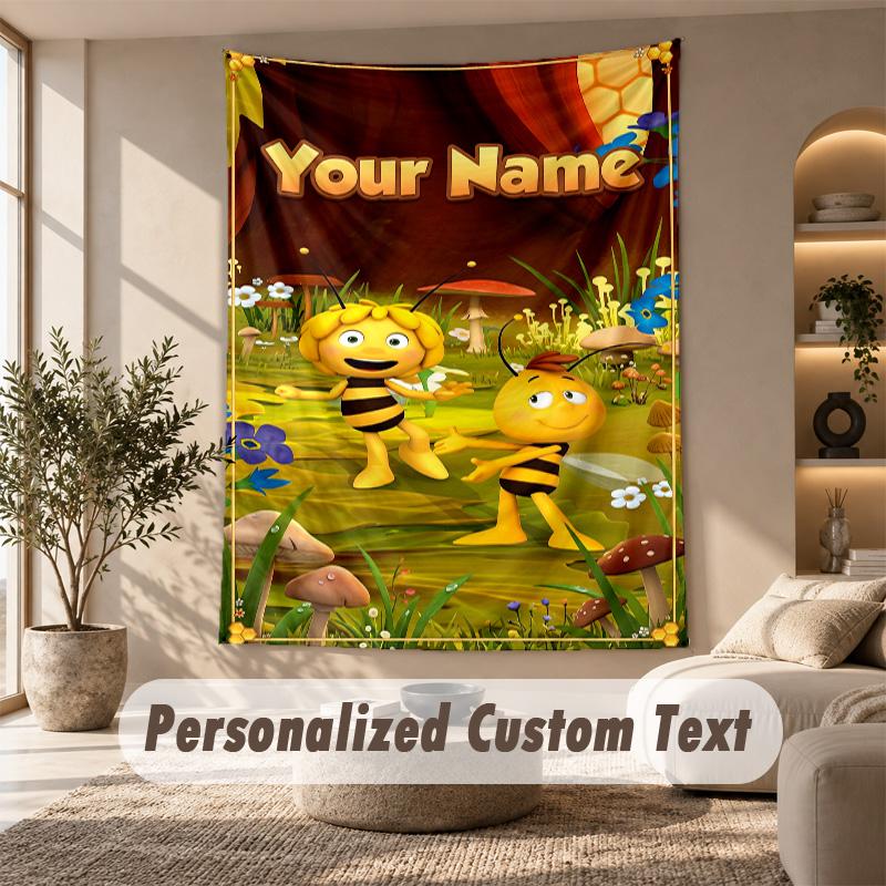 Bing Bunny Tapestry, Personalized Custom Text, Wall Hanging Tapestry For Living Room Home Wall Decor