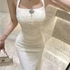 (Chest Pad + Zipper + Accessories) French Temperament Celebrity Elegant Muse Sexy Waist Long Dress Slim Fit