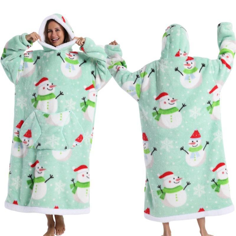 Autumn and winter sports and leisure warm TV blanket senior women's plush comfortable soft bathrobe warm fluffy robe