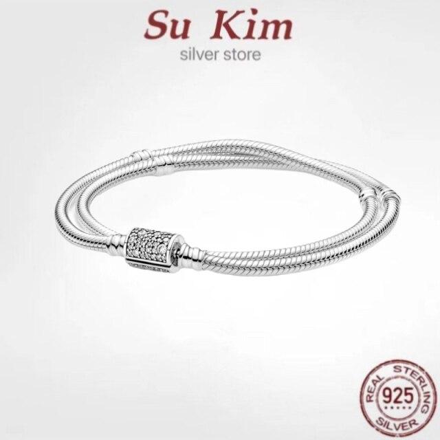 New Love Fit Original Pan 100 %925 Sterling Silver Beaded Bracelet For Women Fit Original Diy Charm Jewelry