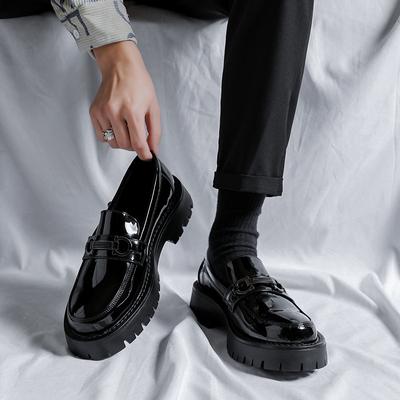 New Leather Shoes Men'S Leather Shoes Trend Thick Sole Heightening Foot Cover Patent Leather Youth Tide Shoes 20350-R