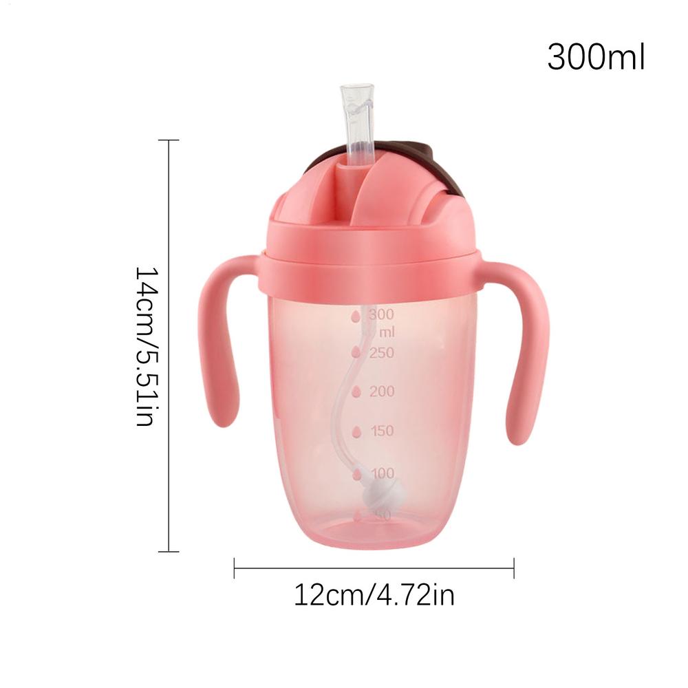 Trinkflasche mit Strohhalm, 300 ml, Dysphagiebecher mit Deckel für Senioren, auslaufsicherer Trinkbecher mit Strohhalm und Griff, Dysphagieflasche für Senioren