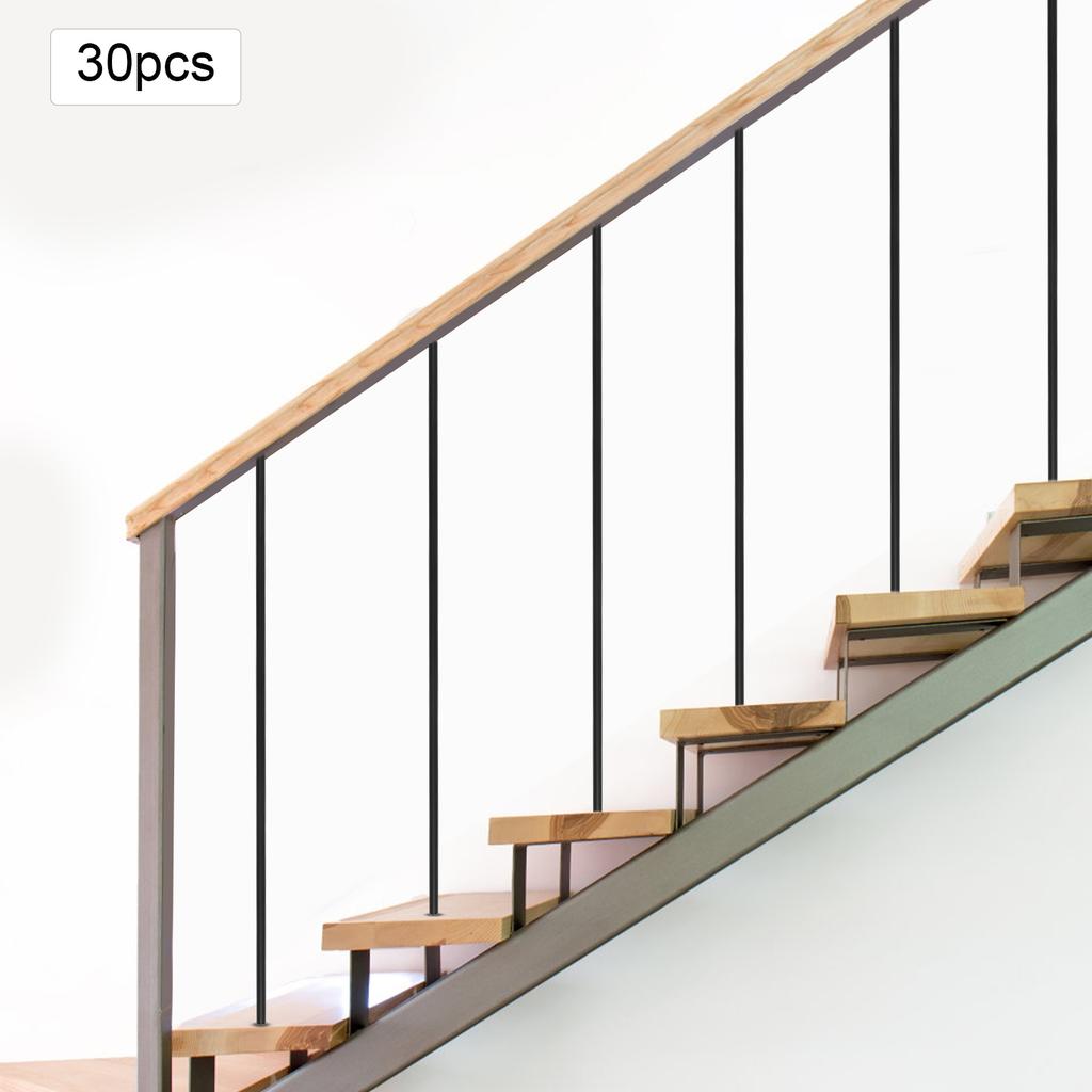 30Pcs Wrought Iron Balusters Round Hollow Straight Bar Metal Spindles 44" x 5/8" for Staircase Deck Railing,Black Matte