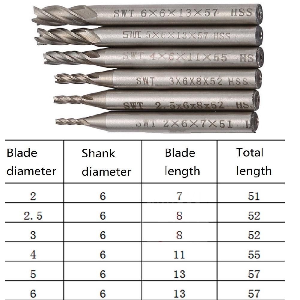 Tool End Mill 2-6mm Side milling End mills Useful Heavy duty Replacement