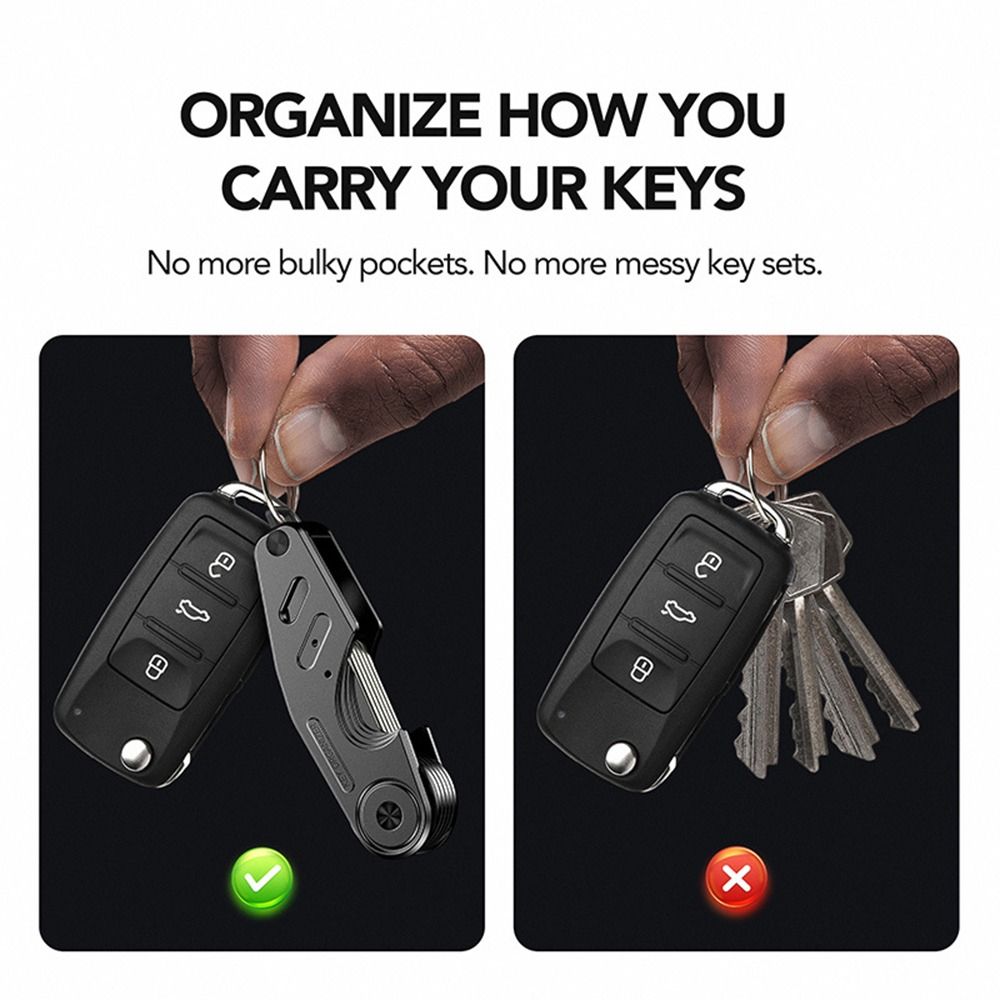 Smart Metal Key Organizer Compact Aluminum Alloy Key Case Holder Minimalist Holds 2-6 Keys Keys Bag