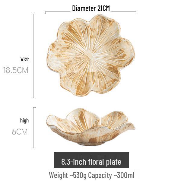 Retro Hand-Brushed Coarse Pottery Salad Plate: High-Style Tableware for Home and Homestay.