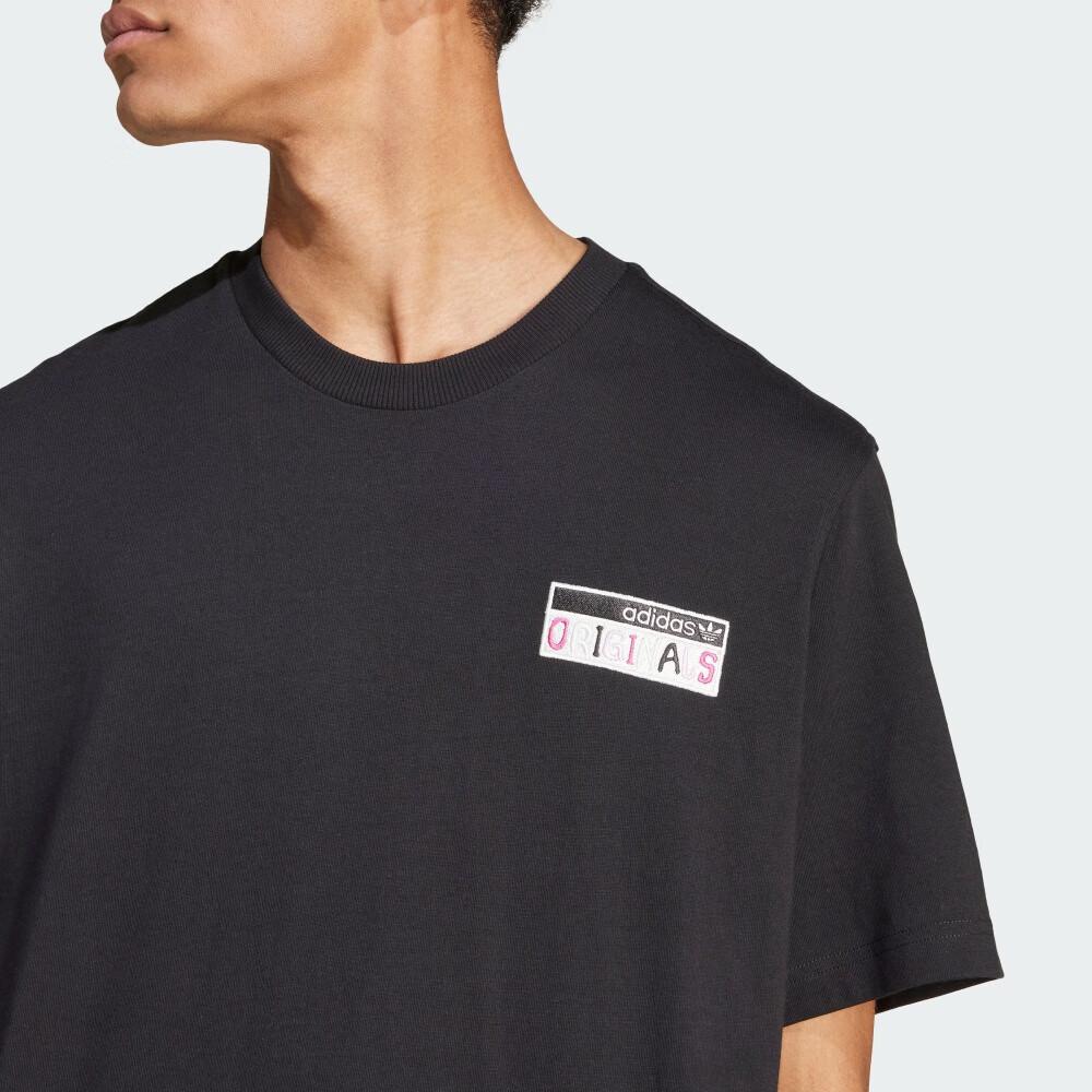 Adidas Originals Logo Print Crew Neck Straight Cut Short Sleeve T-Shirt Men Tops Black JC6537