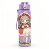 1PC Red White Dress Girl Rose Flower Pattern 750ml Color Plastic Sports Water Bottle Leakproof Flip Straw Lid Suitable for Sports Office Home Use
