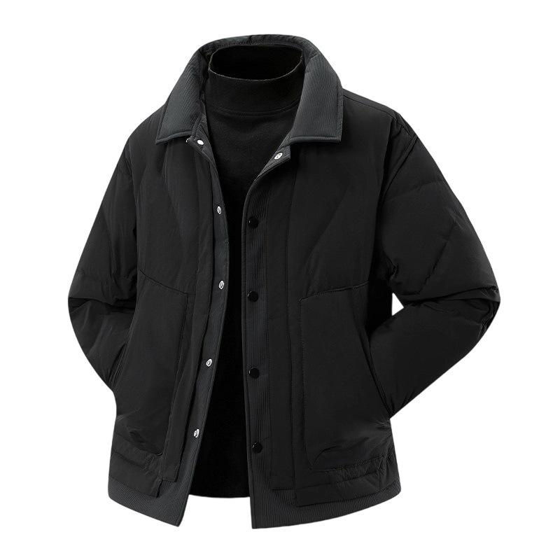 

Men s White Duck Down Winter Jacket - 50% Down, Thick, Warm, Casual, Lapel Style L чорний