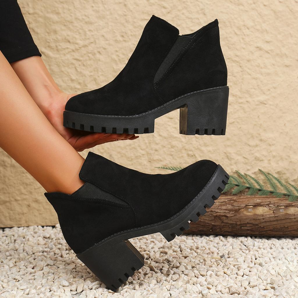 Women Platform Boots Autumn Fashion Elegant Faux Suede Boots Women Concise Solid Colors High Heels Shoes Women Zapatos De Mujer