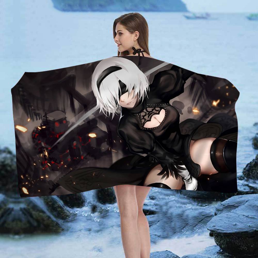 Game Nier Automata Anime Beach Swimming Towel Soft Absorbent Washcloth Children's Gifts for Kids Travel Camping Gym