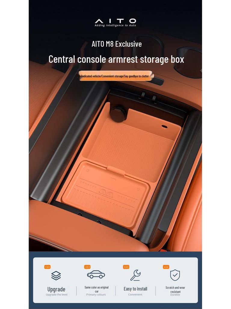 Compatible with 25 Models: AITO M8 Center Console Armrest and Lower Storage Box Accessories
