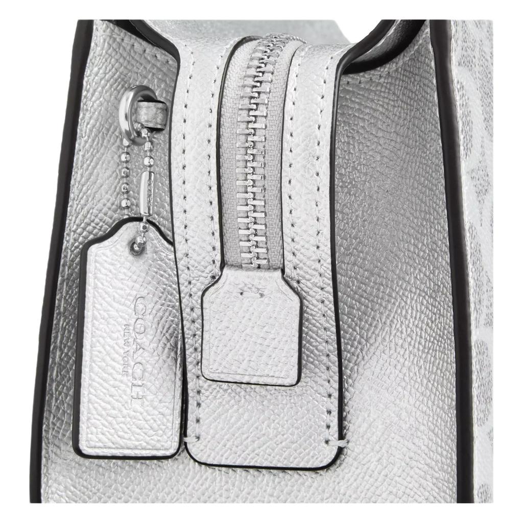 Coach 20 Metallic Crosshatch Coated Canvas Crossbody Bag Small Women Bags Silver CCK70-SVYGP