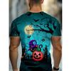 Men's Halloween Pattern Printed T-shirt Sports Short Sleeved Crew Neck T-shirt for Summer Outdoor Fitness Workout Men's Clothing
