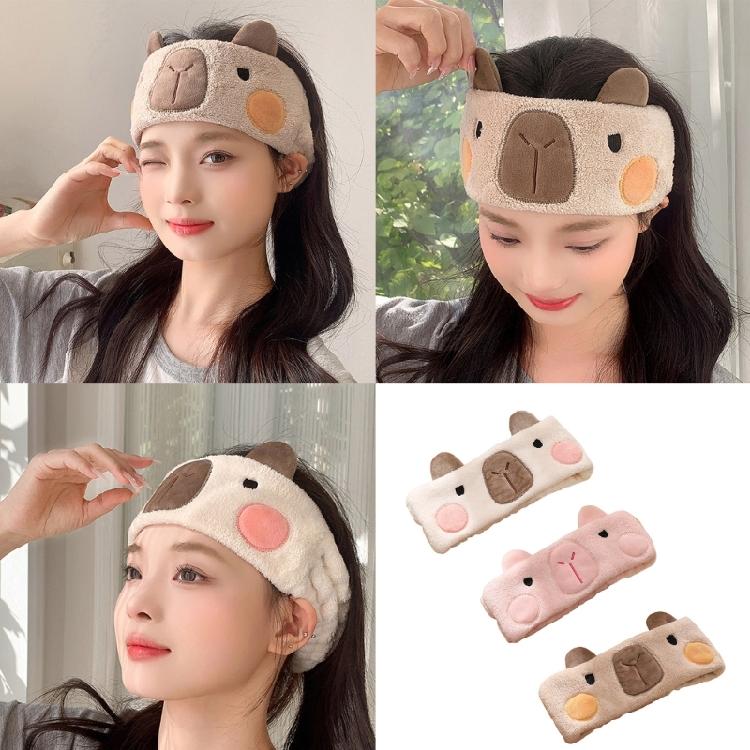 Plush Headband for Face Washing with Capybara Absorbent Thicken Hairband for  Women Cartoon Capybara Theme