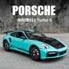 1:24 Porsches 911 TURBO S TARGA Alloy Sports Car Model Diecasts Simulation Metal Toy Car Model Sound Light Collection Kids Gift