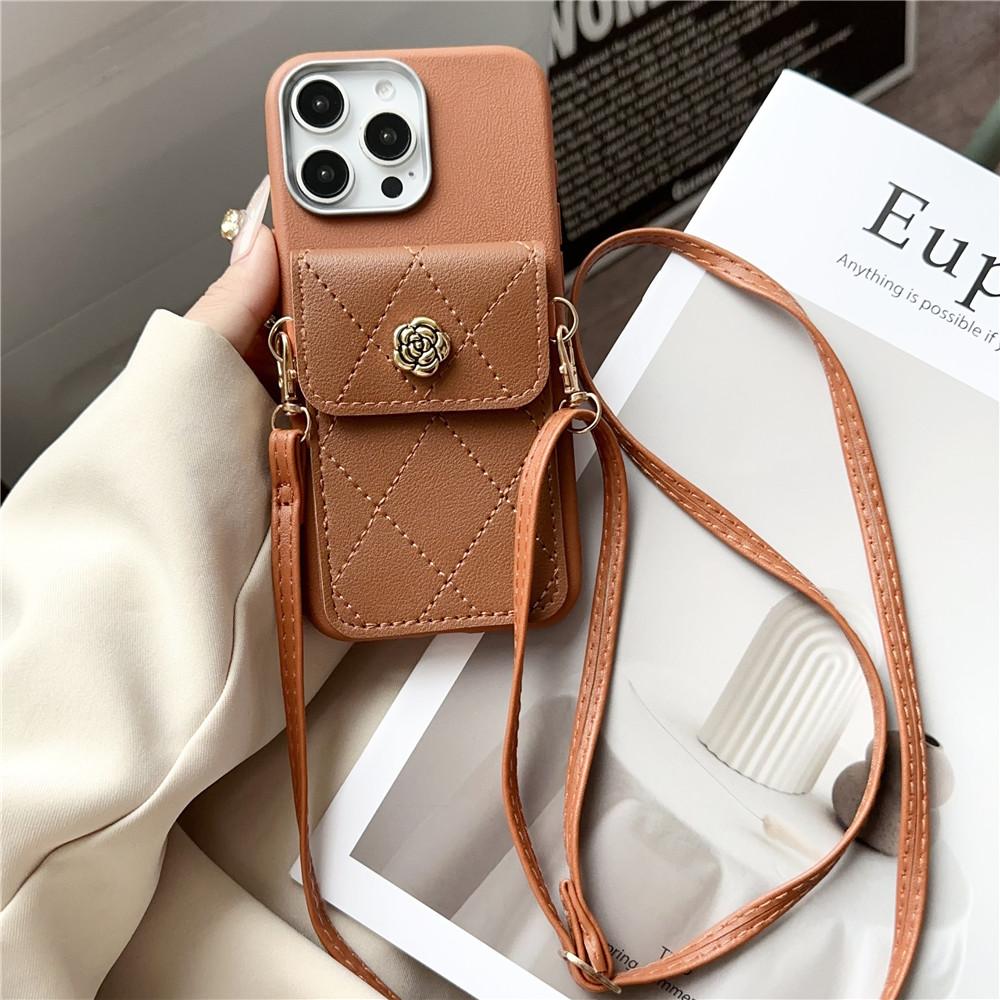 Phone Case For Samsung S25 S24 S23 S22 Ultra S21 Plus S20 FE Note 20 3D Flower Leather Wallet Card Bag Crossbody Lanyard Cover
