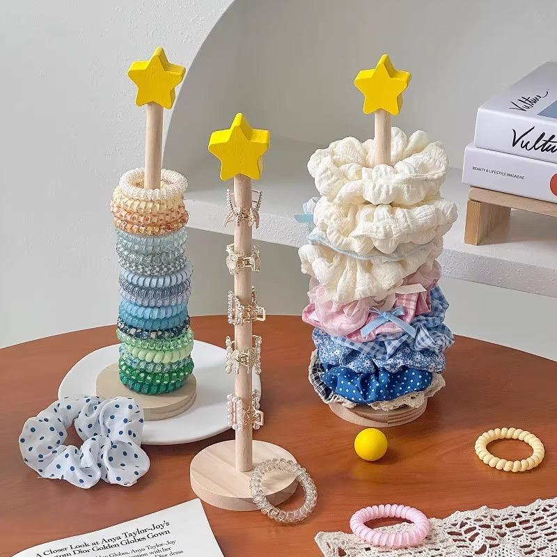 Wood Desktop Hair Rope Holder Multi-Purpose Jewelry Bracelet Organizer Display Holder For Watches Bracelets Scrunchies Hair Band