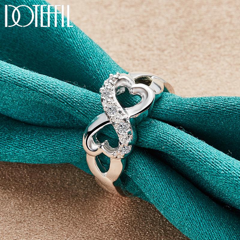 925 Sterling Silver AAA Zircon Heart-shaped Ring, Fashionable Wedding Jewelry
