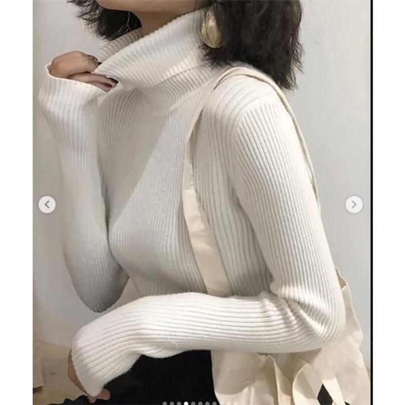 Sunshine House Fall and Winter New Arrival Export Daily Single Women's Clothing High Neck Ribbing Stretch Bottoming Sweater Knitwear Pullover