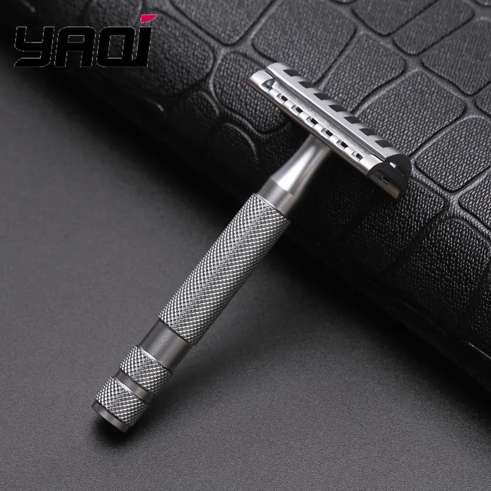 YAQI KNIGHT-HELMET Razor Head Stainless Steel Handle DE Safety Razor for Men