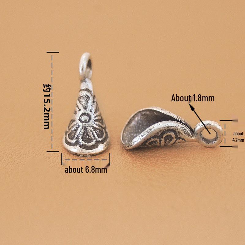 Thai Handmade Silver Ethnic Flower Tassel Bracelet Necklace Pendant DIY Accessory