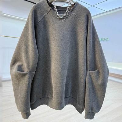 Mikina pro ženy Bavlna Oversize Fleece Zesílená Volná Kulatý výstřih Ležérní Pulovr Dlouhý rukáv Zimní Mikina Top