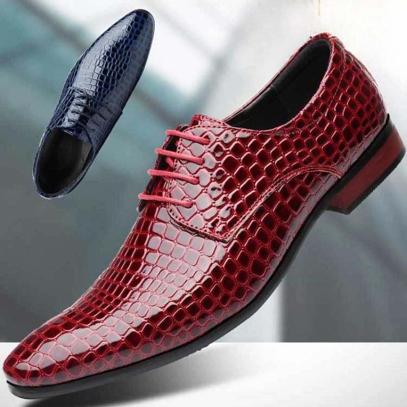 Men's Pointed Toe Leather Shoes Luxury Crocodile Pattern Men Formal Shoes High Quality Solid Colour Wedding Shoes Zapatos Hombre