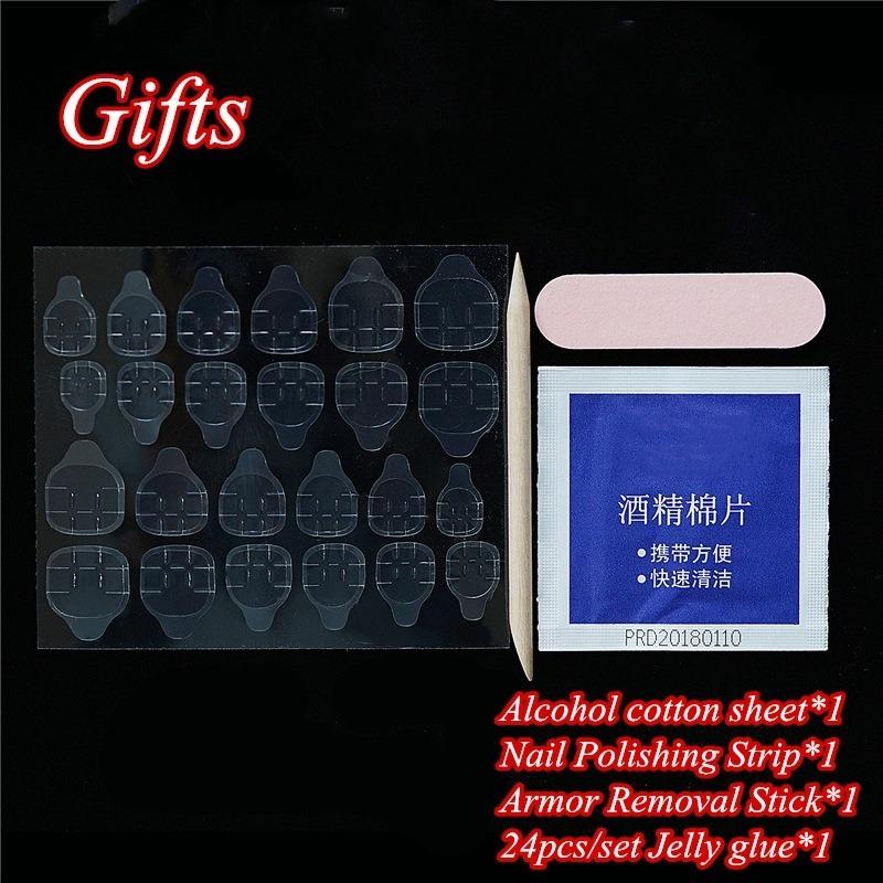 24pcs/set Reusable Flame Fake Nails Acrylic Coffin Ballerina Blue Pink Purple Silver Fire Full Cover False Nails Nail Tips Nail Art Tools