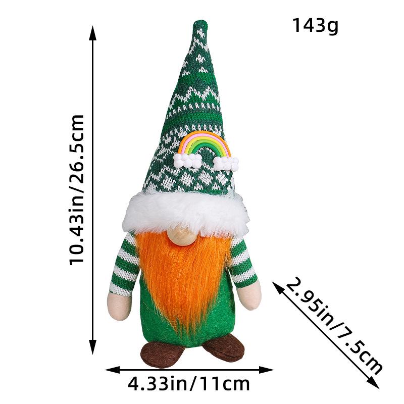 

Новая вязаная остроконечная шапка ко Дню Святого Патрика с полосатой рукой и зелеными листьями, безликая кукла Рудольф C1-23 Green Leaf Festival Tip Hat Men s