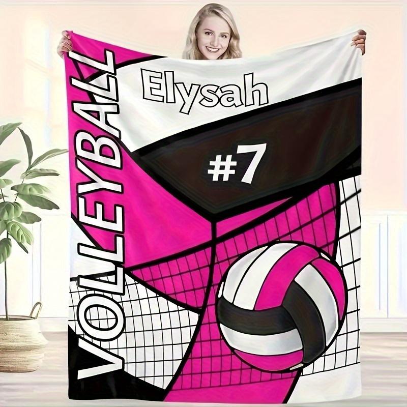 Volleyball Flannel Blanket Personalized Text Soft Machine Washable AllSeason Throw for Boys Girls Adults Home Travel
