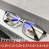 Women Men's Finished Square Hyperopia Glasses Vintage Anti Blue Light Farsighted Eyeglasses Prescription Reading Eyewear Diopter