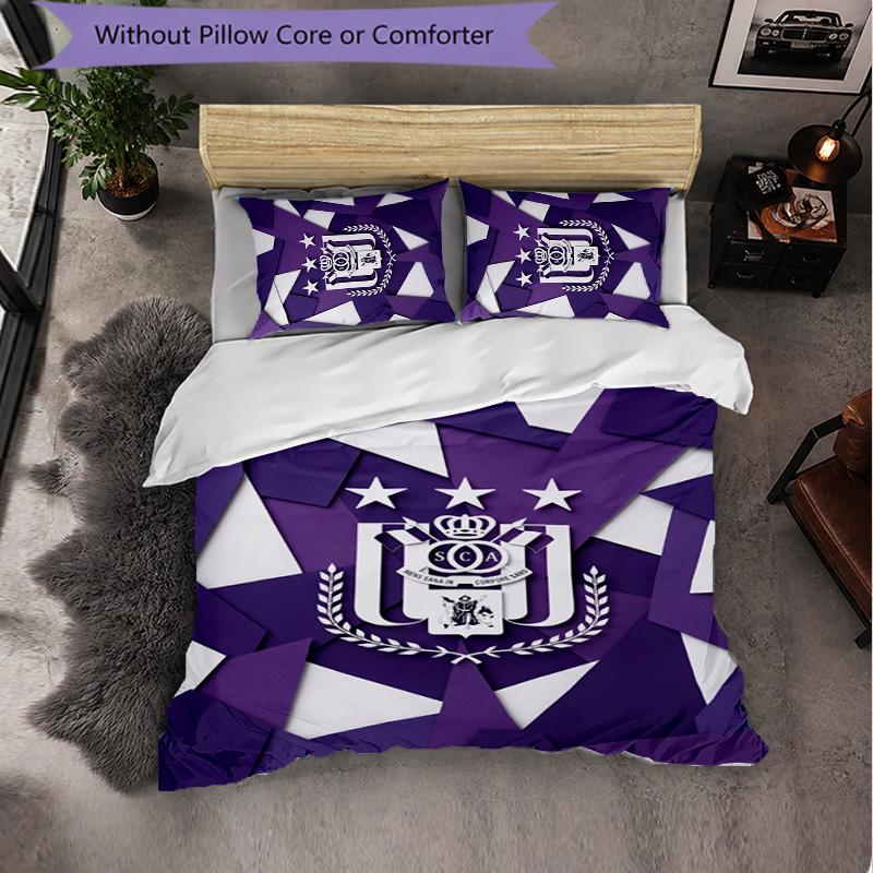 Biancheria da Letto a Tema FC Anderlecht Set 3 Pezzi Copripiumino Biancheria da Letto Decorativa Per Stanza Adolescenti Decorazione Casa