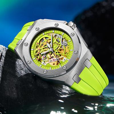 Luxus Sport Stil Herren Uhren Automatische Mechanische Skelett Uhr Armbanduhr Mit Wasserdicht Leucht Zeiger