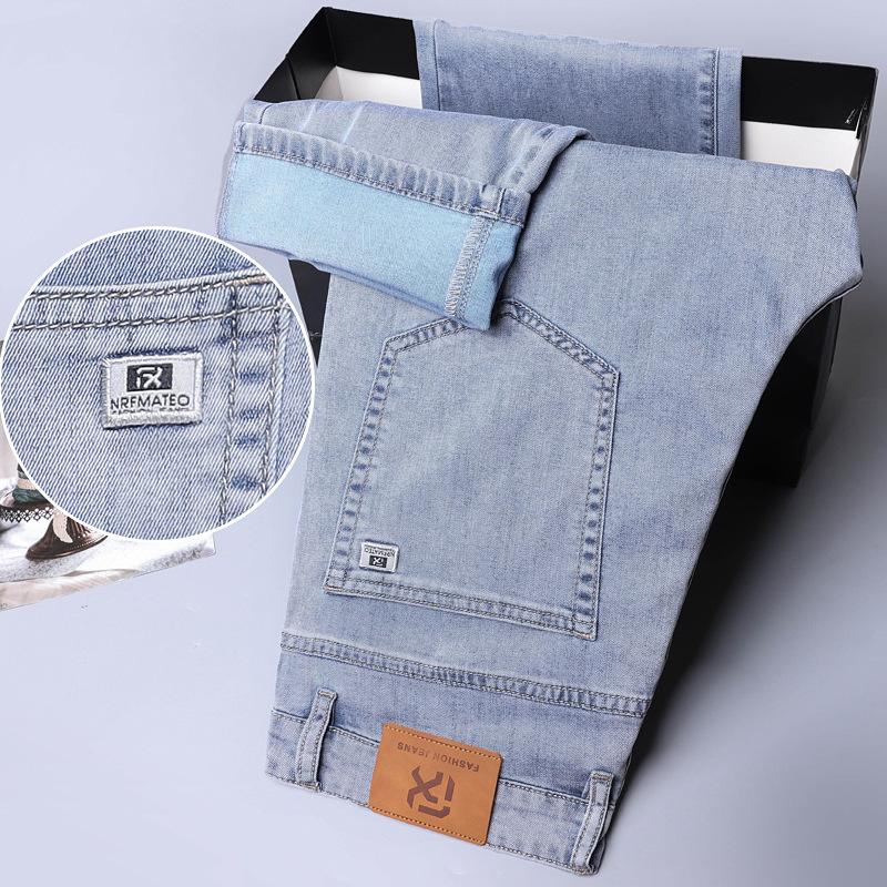 

Мягкие мужские мешковатые джинсы из лиоцелла, тонкие летние дышащие прямые брюки, винтажные деловые повседневные модные корейские мужские джинсовые брюки 29