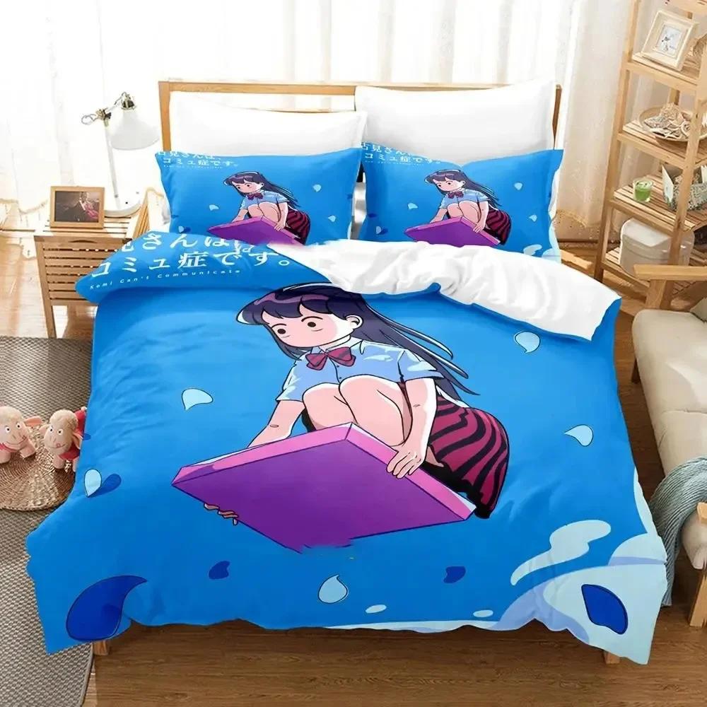 Anime Komi Can't Communicate Bedding Set Bedroom Soft Modern Bedspreads Comefortable Kids Duvet Cover Quilt Cover And Pillowcase
