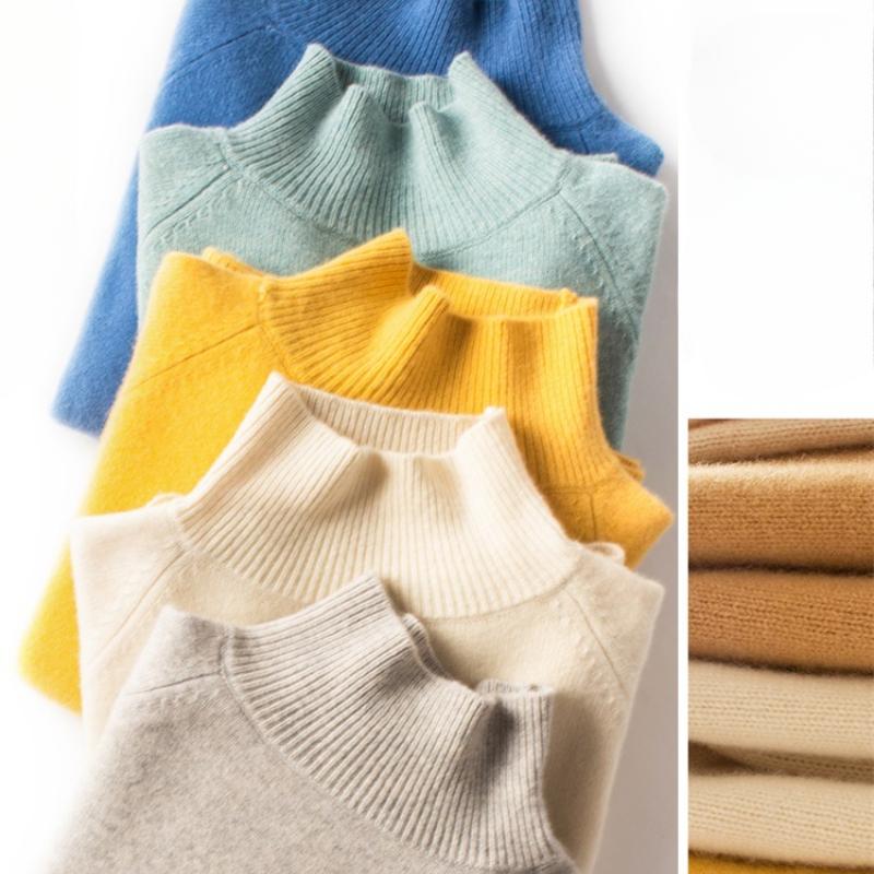 GMXIA Autumn and Winter Half-high Neck Pullover Jumper Female Inner Non-cashmere Long-sleeved Thickened Knitted Bottoming Shirt Loose Tops