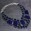 Natural Blue Moldavite, Iolite 925 Sterling Silver Jewelry Necklace 18" s8l59